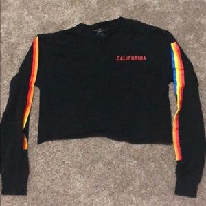 fifth sun black long sleeve crop california